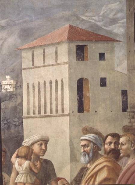 St. Peter Distributing the Common Goods of the Church, and the Death of Ananias, (Detail of Ananias, von Masaccio