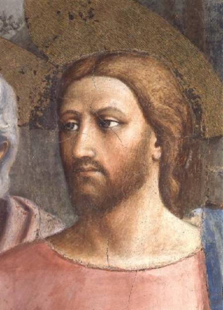 The Tribute Money (Christ's Head - detail of 31642) c.1427 (fresco) von Masaccio