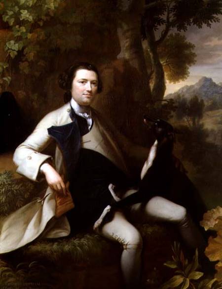 Francis Popham (d.1780) seated in a Wooded Landscape with his Greyhound von Mason Chamberlain