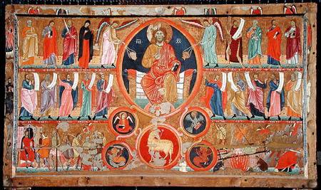 Altar frontal depicting Christ in Glory with saints and prophets and the martyrdom of St. Felix, fro von Master of San Felice di Giano