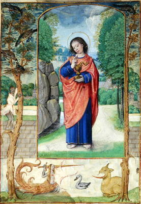 St. John the Evangelist, form a book of Hours (vellum) von Master of the Book of the Prayers