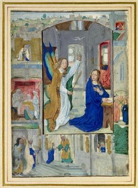 Anunciation, from a book of Hours (vellum) 20th