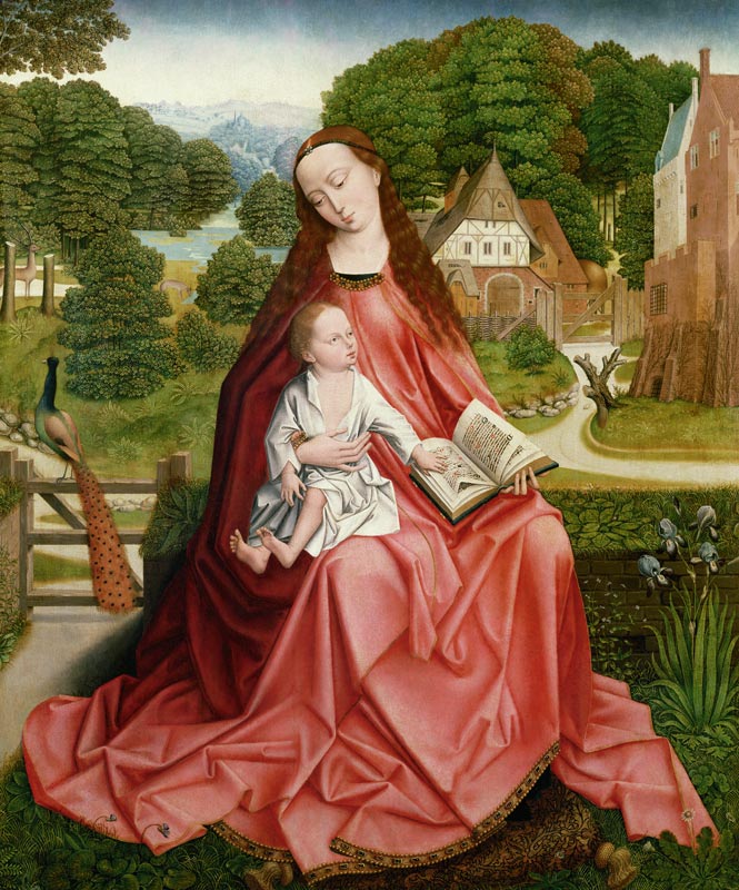 Virgin and Child in a Garden von Master of the Embroidered Foliage