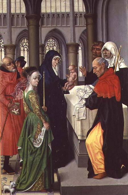 Presentation in the Temple, left hand panel of a diptych von Master of the Legend of St. Catherine