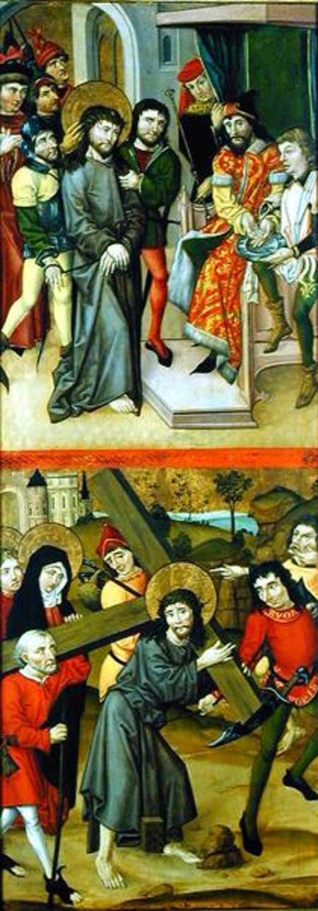 Christ Before Pilate and Christ Carrying the Cross, panel from and altarpiece depicting scenes of th von Master of the Luneburg Footwashers