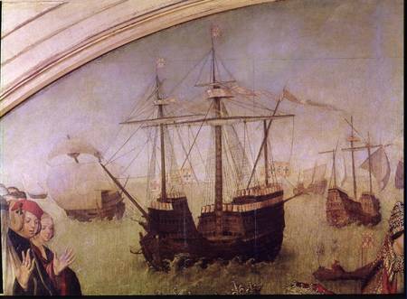 St. Auta Altapice, detail of a galleon from the central panel von Master of the St. Auta Altarpiece