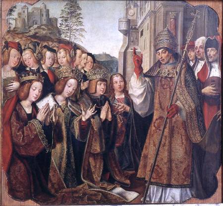 The Pope Blessing St. Auta, St. Ursula and Prince Etherius, from the St. Auta Altarpiece von Master of the St. Auta Altarpiece