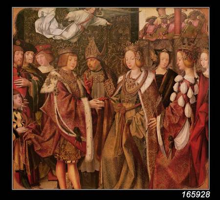 St. Ursula and Prince Etherius Making a Solemn Vow to each Other, panel from the St. Auta Altapiece von Master of the St. Auta Altarpiece