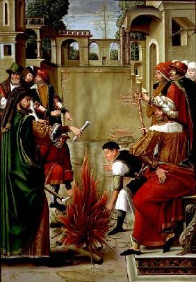 Emperor Julian the Apostate burning the bones of St. John the Baptist (panel)