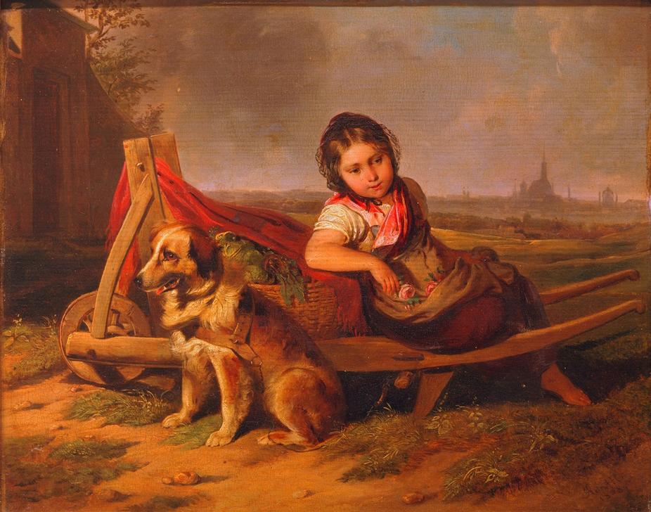 Mädchen mit Hund vor Wien von Mathias Ranftl