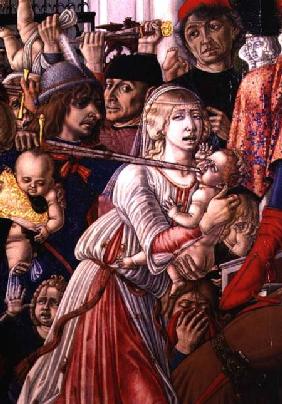 The Massacre of the Innocents, detail of a soldier piercing a baby with his sword 1482