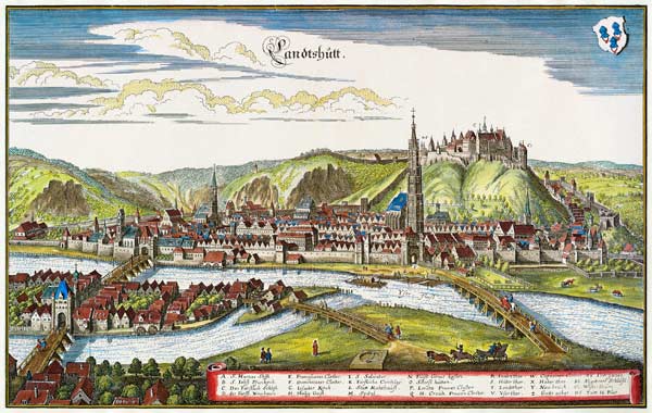 Landshut um 1650 von Matthäus Merian der Ältere