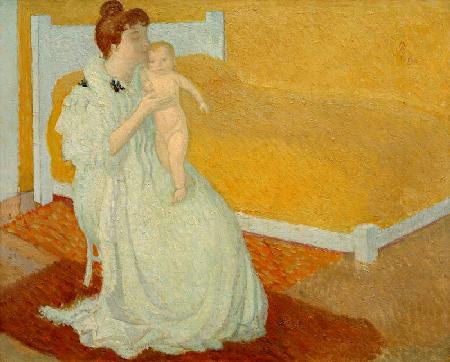 Mutter mit Kind am gelben Bett 1896