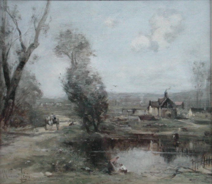 A Track by a River in Northern France (oil on panel)  von Maurice Levis