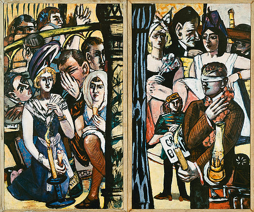 Blinde Kuh. Linke und rechte Tafel des Triptychons. 1945 von Max Beckmann