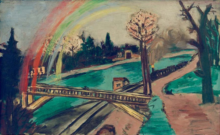 Eisenbahnlandschaft mit Regenbogen von Max Beckmann