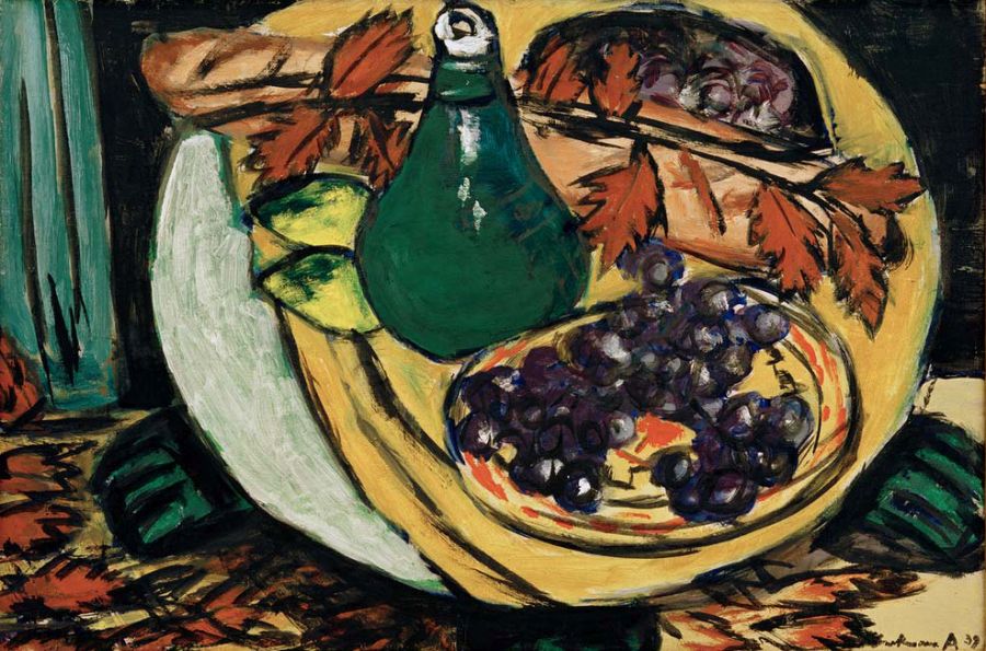 Herbststilleben mit Weintrauben von Max Beckmann
