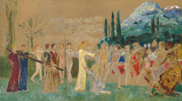 Christus im Olymp. Gesamtstudie zum Hauptbild des Gemäldes. um 1893