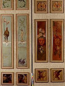 Türflügelpaare der Villa Albers. Li:Mars u.Venus, Re:Blumen u.Masken 1883/85
