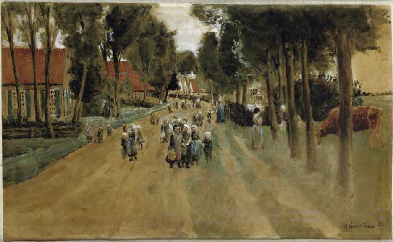 Dorfstraße mit Kindern in Zweeloo von Max Liebermann
