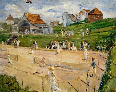Tennisplatz mit Spielern in Noordwijk 1913