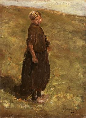 Mädchen aud der Düne, stehend nach rechts 1890