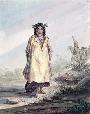 Young woman of Tahiti, c.1841-48 (pen, ink and w/c on paper) von Maximilien Radiguet