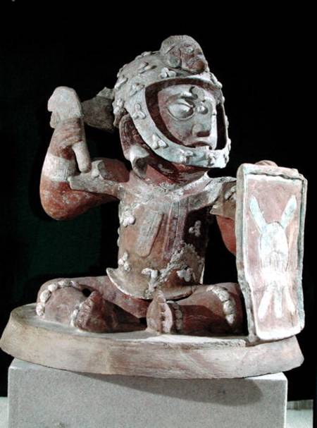 Urn lid with a figure of a warrior, from Guatemala, Classic Period von Mayan