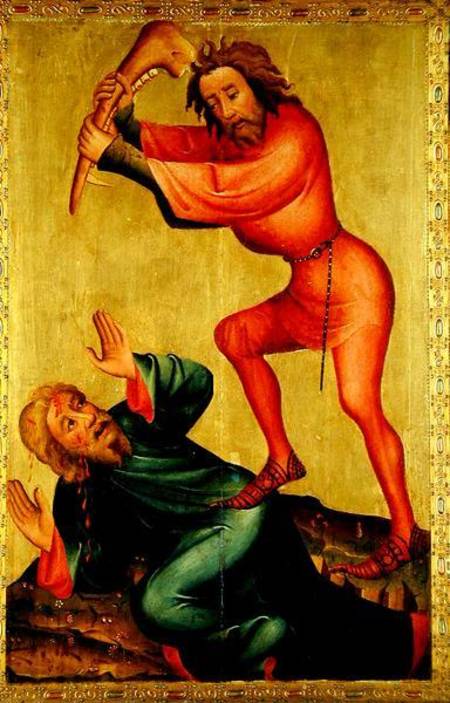 The killing of Abel, detail from the Grabower Altarpiece von Meister Bertram