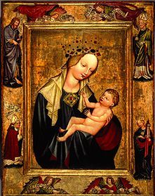 Muttergottes mit Kind Votivbild aus dem Dom zu Breslau von Meister der Madonna von Wyszobród