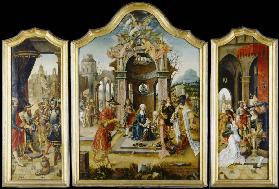 Triptychon mit der Anbetung der Heiligen Drei Könige, David mit dem Wasser aus Bethlehem und der Kön