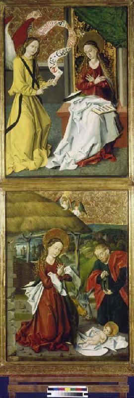 Altar von Szépeshely. Oben: Verkündigung Mariae Unten: Christi Geburt. von Meister (Ungarischer)
