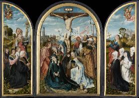 Kreuzigungstriptychon mit den Stiftern Nikolaus Humbracht (gest. 1504) und Greda Brun, geb. Faut von