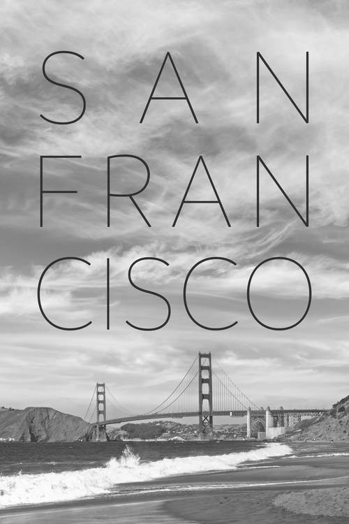 Golden Gate Bridge & Baker Beach | Text & Skyline von Melanie Viola