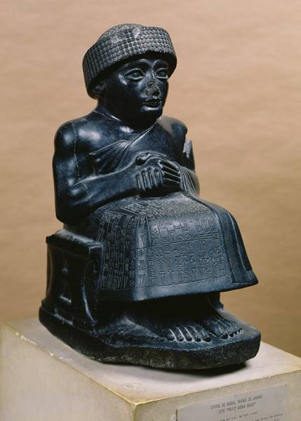 Gudea, Prince of Lagash, statue dedicated to Ningizzada, Neo-Sumerian, from Telloh, ancient Girsu von Mesopotamian