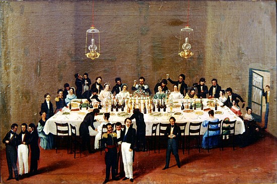 Banquet given at Oaxaca in honour of general Antonio Leon von Mexican School