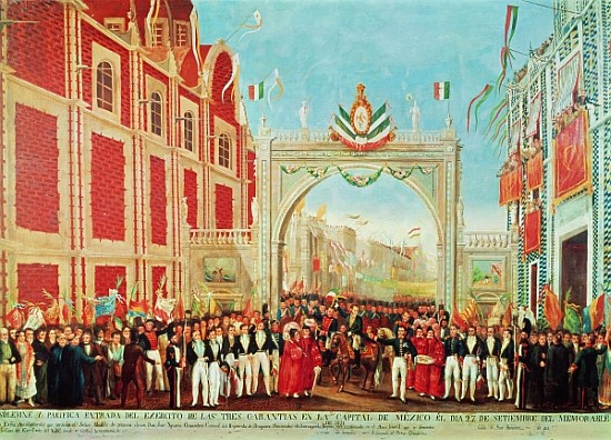 Solemn and Peaceful Entry of the Army of the Three Guarantees into Mexico City on September 27 von Mexican School