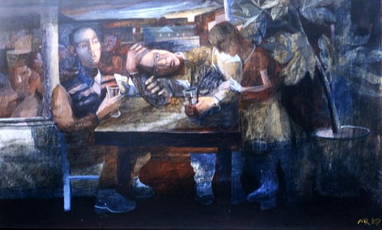 Sad Cafe, 1997 (gouache on paper)  von Michael  Rooney