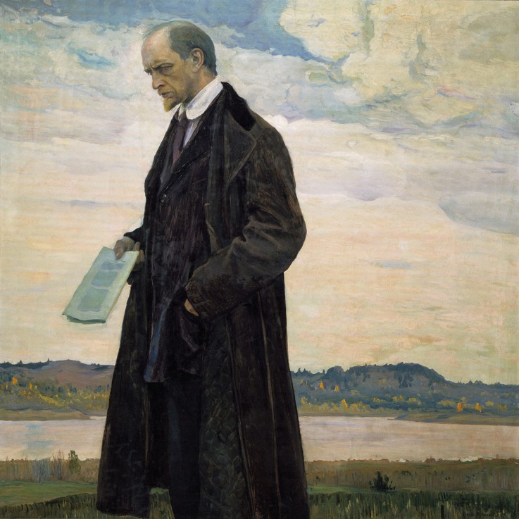 Der Denker. Porträt des Philosophen und Publizisten Iwan Alexandrowitsch Iljin (1883-1954) von Michail Wassiljew. Nesterow