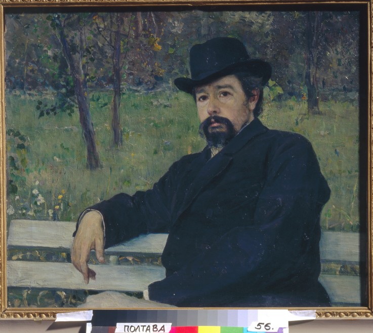Porträt von Maler Nikolai Alexandrowitsch Jaroschenko (1846-1898) von Michail Wassiljew. Nesterow