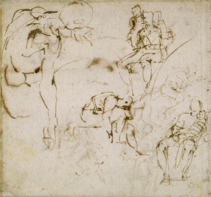 Study of Figures, c.1511 (pen & ink on paper) von Michelangelo (Buonarroti)
