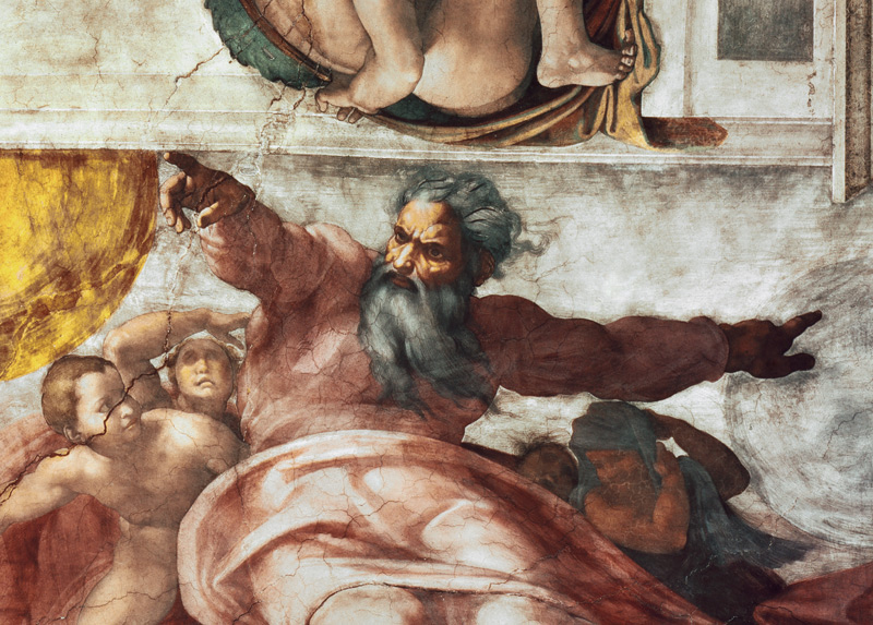 Sistine Chapel Ceiling: Creation of the Sun and Moon, 1508-12 (detail of 183097) von Michelangelo (Buonarroti)