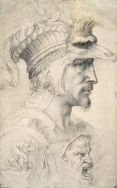 Study of Warrior's Head von Michelangelo (Buonarroti)