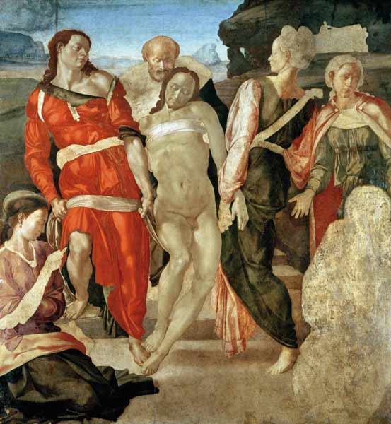 The Entombment (unfinished) (panel) von Michelangelo (Buonarroti)