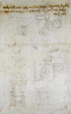 Architectural Studies, c.1560 (black chalk on paper) von Michelangelo (Buonarroti)