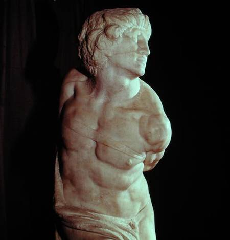 The Rebellious Slave, detail of the head and torso von Michelangelo (Buonarroti)