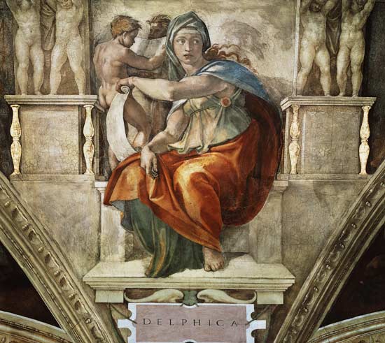 Delphische Sibylle (Ausschnitt Sixtinische Kapelle) von Michelangelo (Buonarroti)