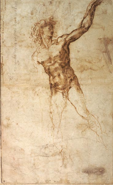 Sketch of a Nude Man (W. 4 recto) von Michelangelo (Buonarroti)