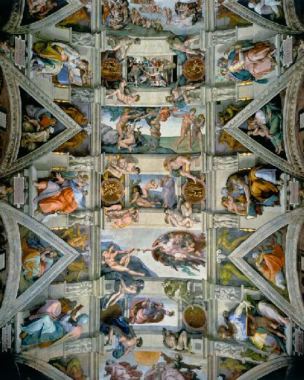 Alle Szenen der Kapellendecke der Sistinischen Kapelle. 1508-12
