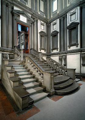 Staircase in the entrance hall of the Laurentian Library, completed by Bartolomeo Ammannati 13th